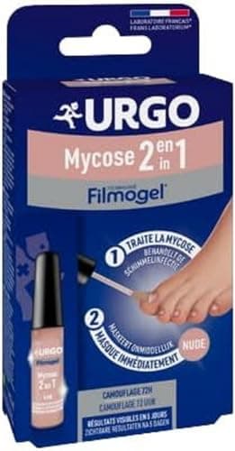 Urgo - FILMOGEL Mycose 2 en 1 - Masque et Traite les Ongles atteints de Mycose - Rendu Nude Discret - Dès 16 ans - 4 ML