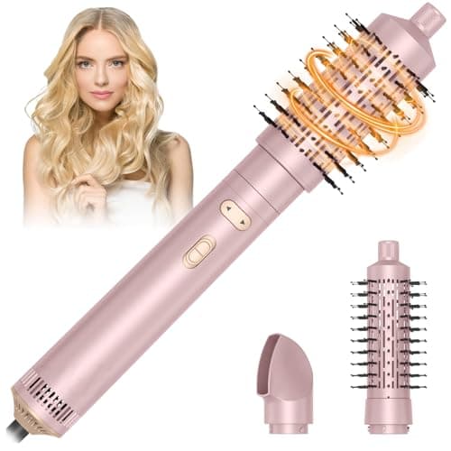 HyAdierTech Brosse Soufflante Rotative, Air Styler 800W, Seche Cheveux Ionique, Brosse Chauffante 3 en 1, Fer a Boucler 38/50mm, 2 Vitesse/2 Température, Brosse Lissante pour Lisser Sécher (rose)