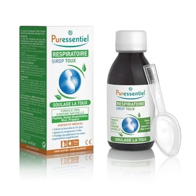 Puressentiel - Respiratoire - Sirop Toux aux Plantes, Huiles Essentielles, Miel, et Propolis - Soulage la toux - Actifs 100 pourcent d'origine naturelle - 125 ml