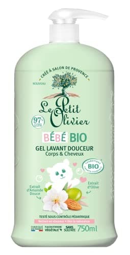 LE PETIT OLIVIER - Gel Lavant Douceur - Bébé BIO - Corps Et Cheveux - Dès La Naissance - Nettoie En Douceur - Certifié BIO - 97% D'Origine Naturelle - Testé Sous Contrôle Pédiatrique - 750 ml