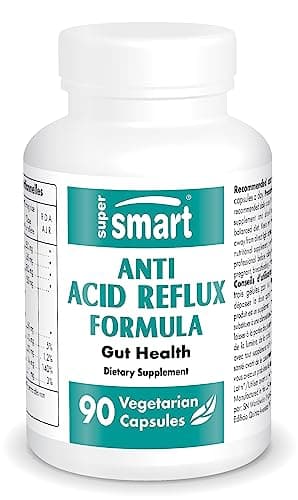 Supersmart - Anti-Acid Reflux Formula - Contient Orme Rouge, Extrait d’Écorce d’Orange, Racine de Réglisse & Zinc - Anti Reflux Gastro-Œsophagien | Sans OGM - 90 Capsules Végétariennes