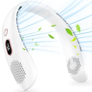YAZEKY Ventilateur de Cou,Portable USB Ventilateur de cou sans lame Silencieux avec flux d’air à 360°,3 Vitesses Rechargeable Mini Ventilateur Personnel pour Bureau Domicile Voyage En Plein Air(Blanc)
