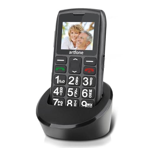 artfone C1+ GSM Téléphone Senior Portable Débloqué avec Grandes Touches丨Bouton SOS丨un Volume élevé丨Double SIM丨Lampe Torche et Station de Charge丨Radio FM丨Batterie 1800 mAh丨Bluetooth丨écran 1,8'' - Noir