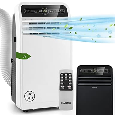 Klarstein Climatiseur Mobile Silencieux, Smart Climatiseur 4 en 1, Mode Nuit, Déshumidificateur, Ventilateur, Mini Climatisation à Faible Conso, Evacuation, Clim Portable de 9000 BTU, Climatiseurs