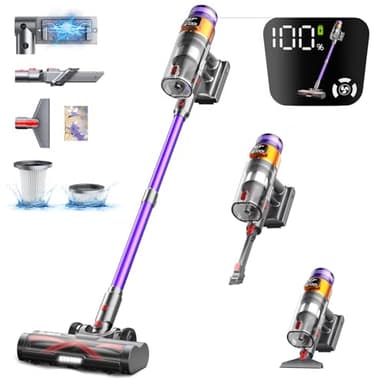 Bulelink 45kPa/550W/70Mins Aspirateur Balai sans Fil, Aspirateur sans Fil Puissant, Écran OLED Intelligent, Anti-emmêlement, Chargement Mural, Aspirateur Balais pour Tapis,Sols Durs,Poils d'animaux