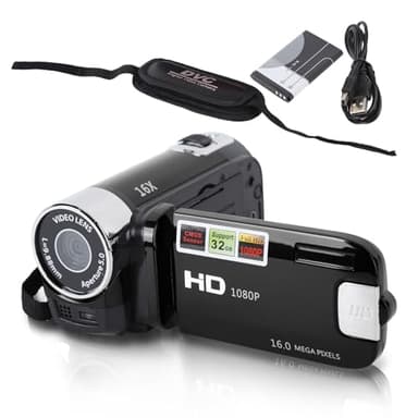 Caméscope VHS, Mini caméscope DV 4K 48 MP, caméra DV 2,7 Pouces, écran Rotatif TFT, caméra vidéo à Zoom numérique 16x avec câble USB, caméscope Compact Portable pour Famille, (Noir)