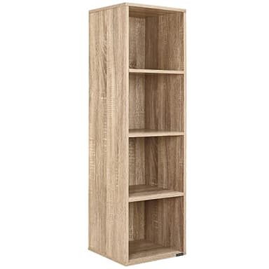 Casaria Étagère Bibliothèque chêne 106 x 30 x 30 cm Meuble de Rangement intérieur 4 Compartiments