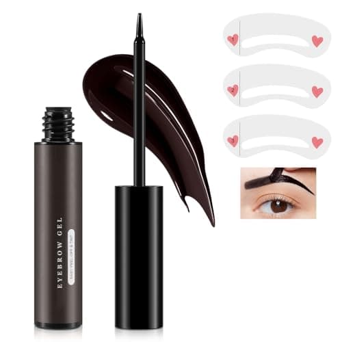 Boobeen Kit de Gel à Sourcils Imperméable Peel Off, Couleur Naturelle Semi-Permanente, Crème Colorante pour Sourcils avec 3 Pochoirs à Sourcils pour Débutants