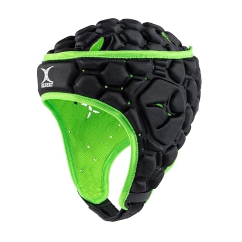 Casque Rugby Gilbert XP 250 Noir/Vert (Headguard), Tailles Senior/Junior (XL)
