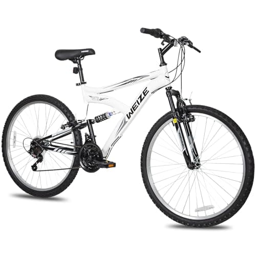 WEIZE VTT hybride d'extérieur de 26 à 69,8 cm, 18 vitesses/acier à haute teneur en carbone/double suspension complète, siège ergonomique réglable pour homme et femme adulte, vélo VTT avec fourche de