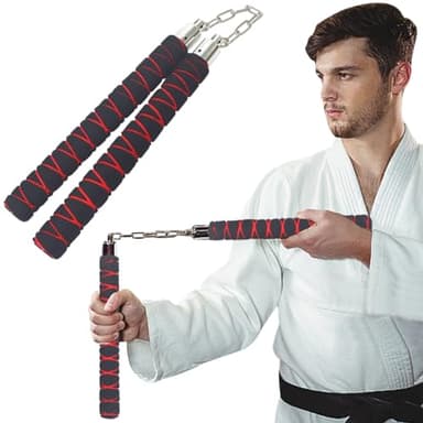 Starnearby Nunchaku Mousse, Poignée Confortable, Bâton d'entraînement à Double Section, Nunchaku d'entraînement Légers pour Les Débutants et Les Enfants pour Arts Martiaux Wingchun Kung Fu