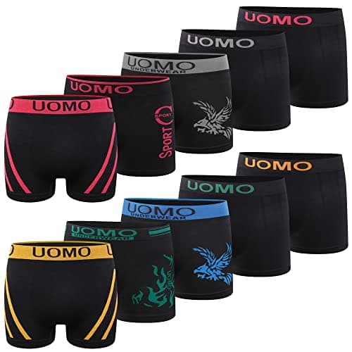 L&K Lot de 10 Boxers rétro pour Hommes Boxers Men Microfibre en 10 modèles différents Noir 1209 BL S/M