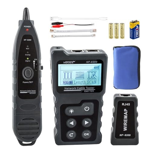 NOYAFA Testeur de câble avancé avec tracker de fil PoE multifonction câble de réseau testeur de câble pour te toner, kit d'outils avec sac sonde audio pour LAN CAT5 CAT6 Tracker