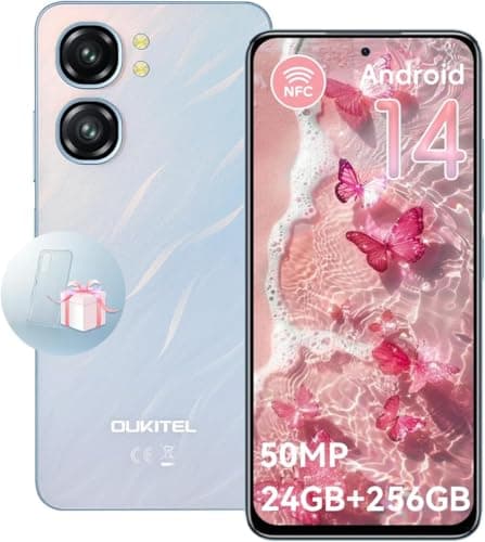 OUKITEL C58 Pro Android 14 Téléphones Portables Pas Cher - 24Go + 256Go/TF 1To, Écran 6.7 Pouces HD+ 90Hz, Octa Core 5150mAh 48MP+8M Smartphone Pas Cher Dual SIM 4G, Fingerprint/Face ID/GPS/5G WiFi