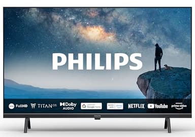 Philips 32PHS6009 Smart TV LED HD - Écran 32 Pouces avec Plate-Forme Pixel Plus Titan OS et Son Dolby Audio, Fonctionne avec Alexa et l’Assistant Vocal Google - Cadre Noir Mat