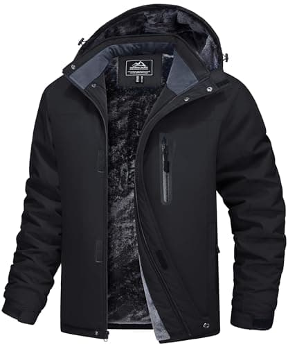 MAGCOMSEN Vestes imperméables pour hommes Veste de ski épaisse et chaude pour l'extérieur Manteau d'hiver à capuche Multi Zip Pocket Noir, M