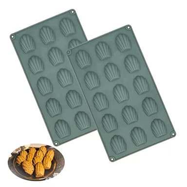 Lot de 2 Mini Moule à Madeleine, Silicone Moule à Gâteau Madeleine, Madeleine Moulle de Cuisson à 15 Trous, Antiadhésifs Madeleine Pâtisserie Plaque pour Mousse Chocolat Gâteau (Gris carbone)