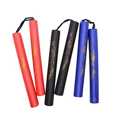 Smoostart Nunchuck Nunchucks en mousse pour adultes/enfants en caoutchouc mousse de sécurité pour arts martiaux (noir)