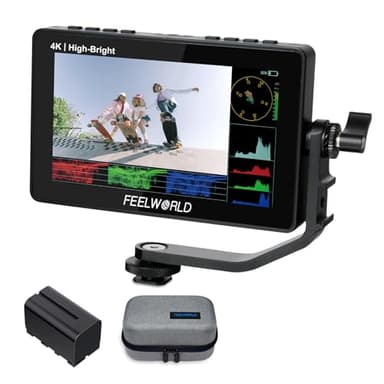 FEELWORLD F5PROX Caméra Moniteur de Terrain Écran Tactile 1600Nit 5,5 Pouces 4K HDMI DSLR Video Camera Monitor avec Batterie F750 Sacoche pour caméra Entrée de Type C 3DLUT Focus Peaking Histogramme