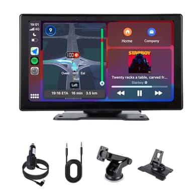 plimpton 9 Pouces Autoradio avec Carplay sans Fil Android Auto, Écran Tactile IPS pour Voiture, Ecran Car Play avec Assistant Vocal, Navigation en Direct, Lien Miroir, BT, AUX, L2