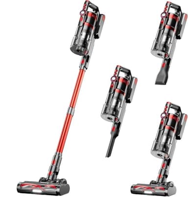 45KPA/550W Aspirateur Balai Sans Fil,60 Minutes Autonomie Aspirateur Sans Fil Puissant avec Recharge Murale Écran Intelligent, Aspirateur balai Puissant pour Les Poils d'animaux/Tapis/Sols Durs