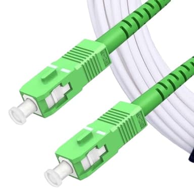 Elfcam® - 15m Câble à Fibre Optique pour Orange Livebox, Les Box Red SFR et Bouygues Telecom Bbox, SC/APC vers SC/APC Simplex Monomode OS2 9/125μm LSZH, Blanc(15m)