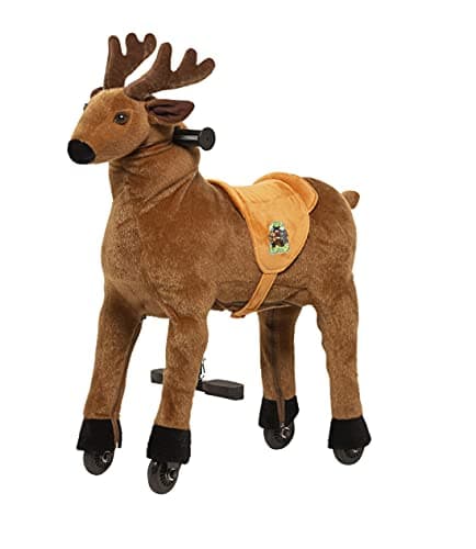 animal riding ARR008S-Animal Riding-Élan Rudi-Small-pour Enfants de 3 à 5 Ans-Marron-Hauteur de la Selle : 56 cm-avec roulettes, ARR008S