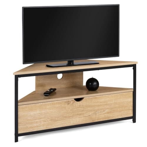 IDMarket - Meuble TV 100 cm d'angle Detroit avec Placard Design Industriel