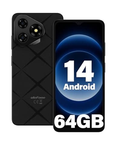 Ulefone Note 19 Téléphone Portable, 6Go+64Go/TF-512GB, Android 14 Smartphone, Caméra 8MP+5MP, Écran 6.56" HD+, 5000mAh Batterie, 3 Emplacements pour Cartes Octa Core 4G Dual SIM/Face ID/GPS/OTG Noir