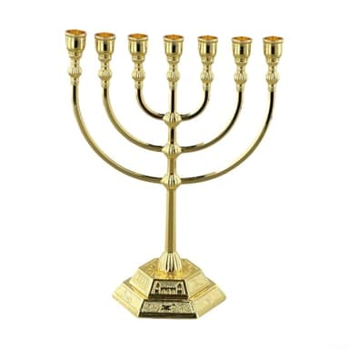 Magnifique bougeoir Menorah à 7 branches en métal élégant pour tout décor d'intérieur (doré)