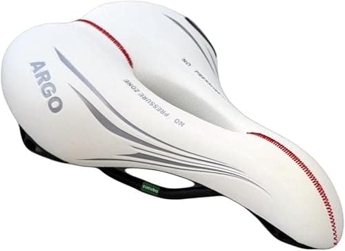 CUCUBA Selle Montegrappa avec trou anti-prostatique pour vélo de course de randonnée, cross et VTT en cuir synthétique modèle Argo blanc