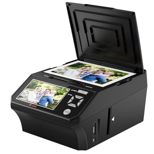 Scanner multi-photos pour photos, diapositives et négatifs, scanner photo à numériser avec grand écran LCD de 5", convertir 35 mm, 110 films/photo/carte de visite en JPEG numérique 22 MP