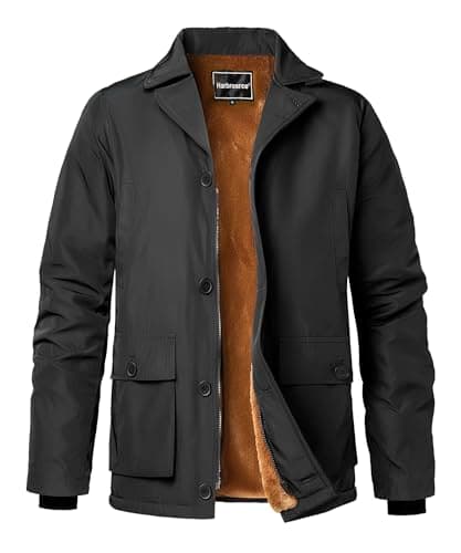 Harbrosrce Manteau Homme Hiver Parka Chaud Casual Blouson Veste Doublée en Polaire Manteau Sherpa Chaud Coupe-vent Chaude Veste
