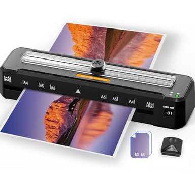 MAXDONE Plastifieuse, A3 Plastifieuse à Chaud et à Froid, Préchauffage 1 à 2 Min, avec 10 Pochettes, Arrondisseur d’Angles, Plastifieuse tout Format pour A3 A4 A5 A6 Photo Document Bureau École