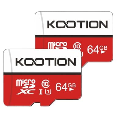KOOTION Carte Micro SD 64 Go Lot de 2 Carte Mémoire UHS-I Vitesse jusqu'à 90 m/s,TF Micro SDXC, Classe 10, U1 pour Drone/Dash Cam/Camera/Phone/Nintendo-Switch/PC/Tablet(64 Go*2, U1)