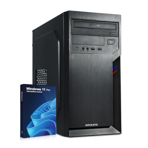 HYPER BYTE® Office Pc - Ordinateur avec Intel Quad Core i7 a 3,9 GHz | 32 Go de RAM | Disque Dur SSD 1 to | Win 11 Pro | WiFi | Rapide Tours Pc