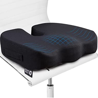 5 Stars United Coussin de siège pour Bureau - Oreiller en Mousse à mémoire de Forme à 100%, Soulagement de la Douleur Coccyx, sciatique et Bas du Dos, Coussins de Bureau de qualité supérieure