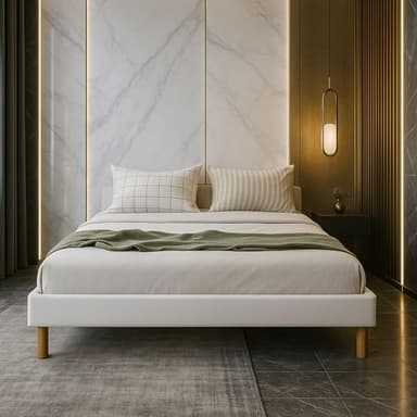 King of Dreams Gregory - Solide et Confortable Sommier Tapissier Blanc + Pieds en 20 cm pour Matelas en 160x200-2 x 13 Lattes - Montage Rapide et Facile - revetement PVC Facile d'entretien