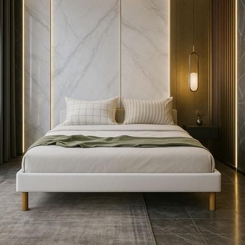 Adrien - Solide et Confortable Sommier Tapissier Blanc + Pieds en 20 cm pour Matelas en 160x200 - 2 x 13 Lattes - Montage Rapide et Facile - revetement Tissu Polyester Facile d'entretien