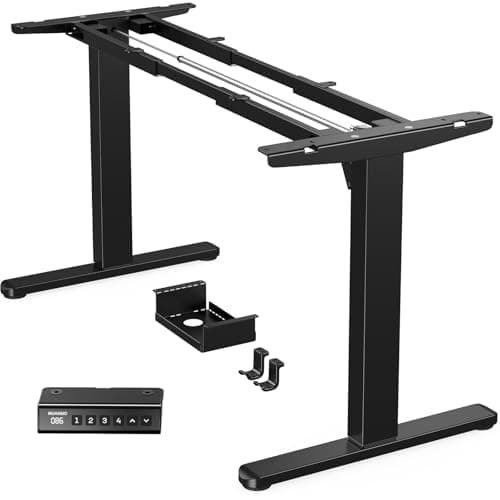 HUANUO Bureau Assis Debout Électrique,Cadre de Bureau Deboutavec Moteur sans Balais,Cadre Réglable en Hauteur avec Capacité de 100 kg pour Plateaux de 110 * 220 cm, Cadre Seul