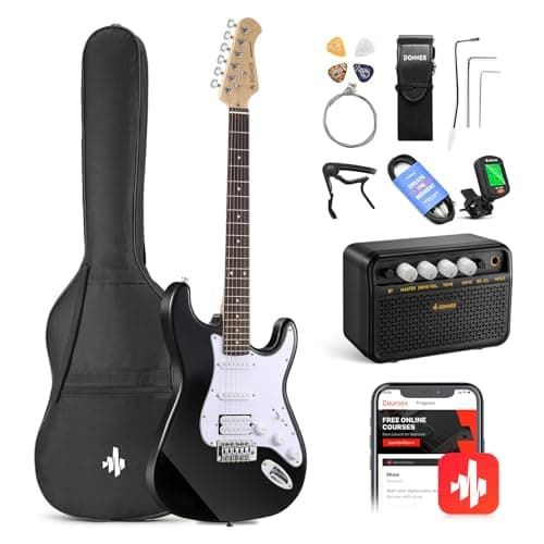 Donner Kit Guitare électrique pour débutant 39 pouces, micros S-S-H avec ampli, sac, capo, sangle, corde, accordeur, câble, médiators, DST100