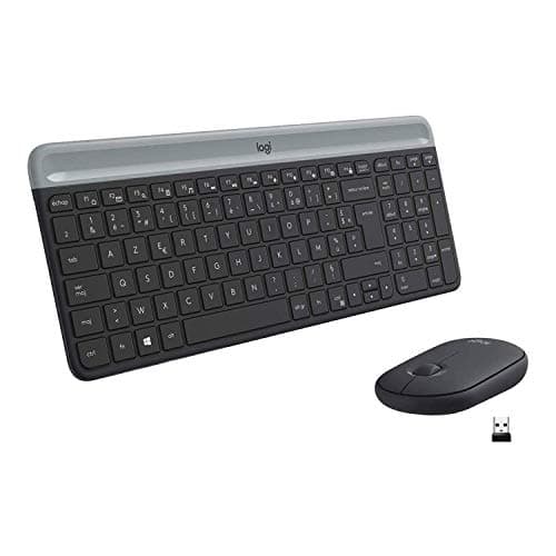 Logitech MK470 Combo Clavier et Souris sans Fil pour Windows, 2,4 GHz avec Récepteur USB, Ultra-Fin, Discret, Batterie Longue Durée, Souris Optique, Clavier AZERTY Français - Noir