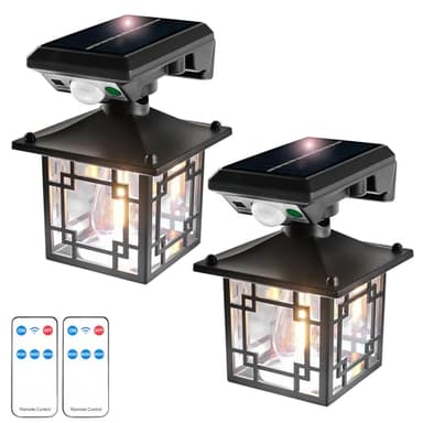 T-SUN 2 Pièces Applique Murale Solaire Vintage Extérieure, Lampe Solaire Exterieur avec Detecteur de Mouvement, Lumière Jardin Solaire étanche IP65, Puissante Lumière LED Solaire Exterieur (Combiné)