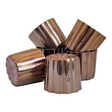 LuxéArt - Lot de 6 Moules à cannelés 4.7 cm, couverture cuivre. Ustensile de cuisine et de pâtisserie. Idéal pour les gourmets et les professionnels. Livret numérique 5 recettes OFFERT