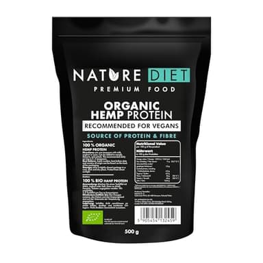 Nature Diet Protéine de Chanvre Bio | 500 g | Certifiée Biologique UE | Protéine Végétale en Poudre | Riche en Fibres | Vegan, Sans Gluten & Sans Lactose