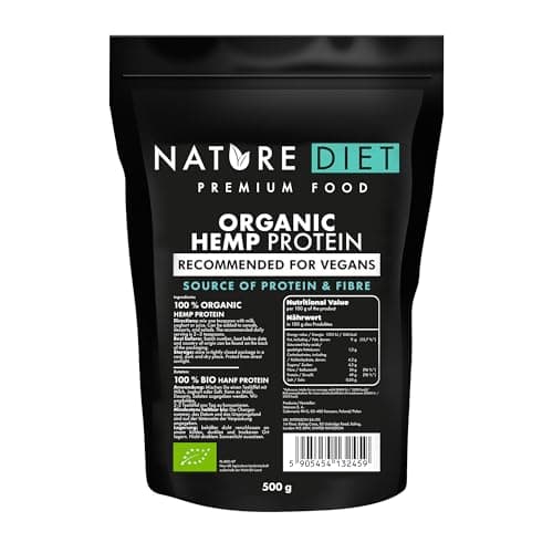 Nature Diet Protéine de Chanvre Bio | 500 g | Certifiée Biologique UE | Protéine Végétale en Poudre | Riche en Fibres | Vegan, Sans Gluten & Sans Lactose
