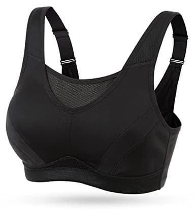 Wingslove Soutien-Gorge Femme Sport Forte Intensité sans Armature Non Rembourré (Noir, 95B)