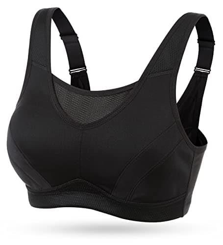 Wingslove Soutien-Gorge Brassiere Sport Femme Grande Taille Impact Elevé sans Armature Non Rembourré Brassière Sport (Noir, 100E)
