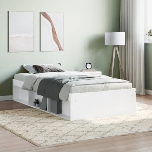 ensemble lit complet 140x190 avec sommier tapissier et matelas,lit adulte 140x190,Cadre de lit blanc 100x200 cmIdéal pour les chambres à coucher, les salles de séjour, là où c'est nécessaire