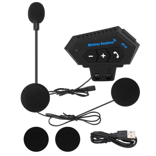 BT12 Intercom Moto Kit Main Libre Moto Bluetooth Headset, Casque Bluetooth de Moto, Casque de Moto, Casque Haut-Parleurs Écouteurs de Moto, Soutien des Appels Mains Libres